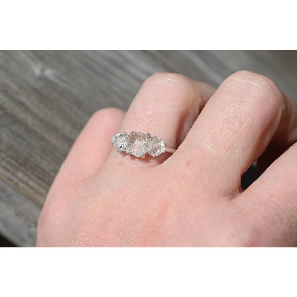 raw crystal ring  round or oval cut natural bohemian size 4 5 6 7 8 8 9 … - Picture 1 of 3